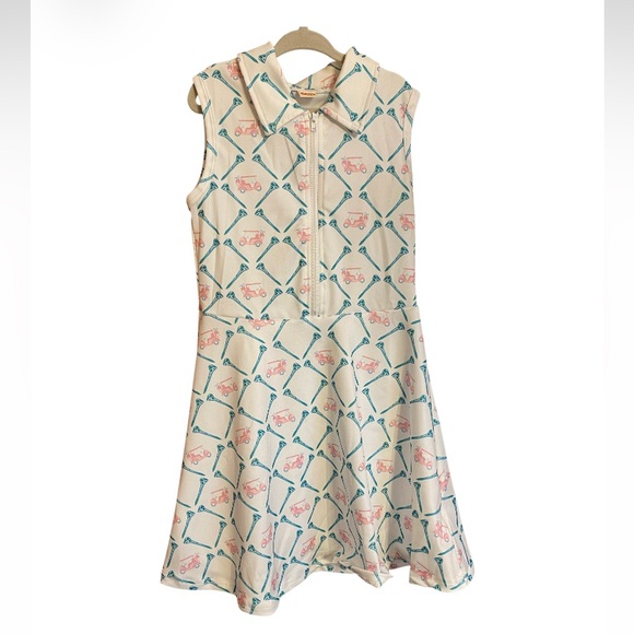 Other - Sleeveless A-Line Dress with Pink & Teal Golf Print NWOT Boutique